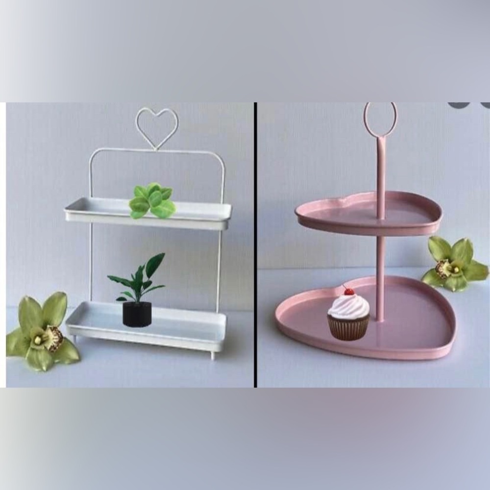 Target Bullseye  2-Tiered Tray Pink & White Metal Farmhouse, Case Of 6